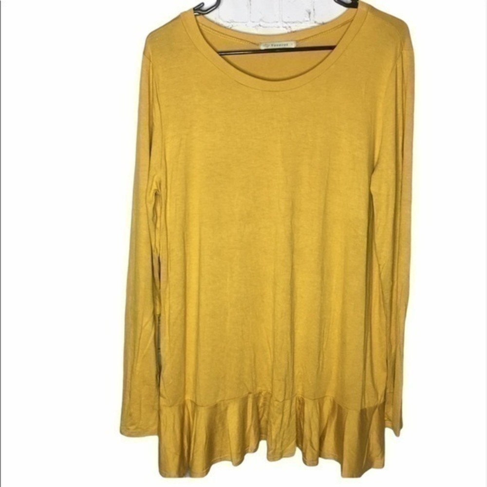 NEW VEVERET yellow long sleeve ruffle tunic top